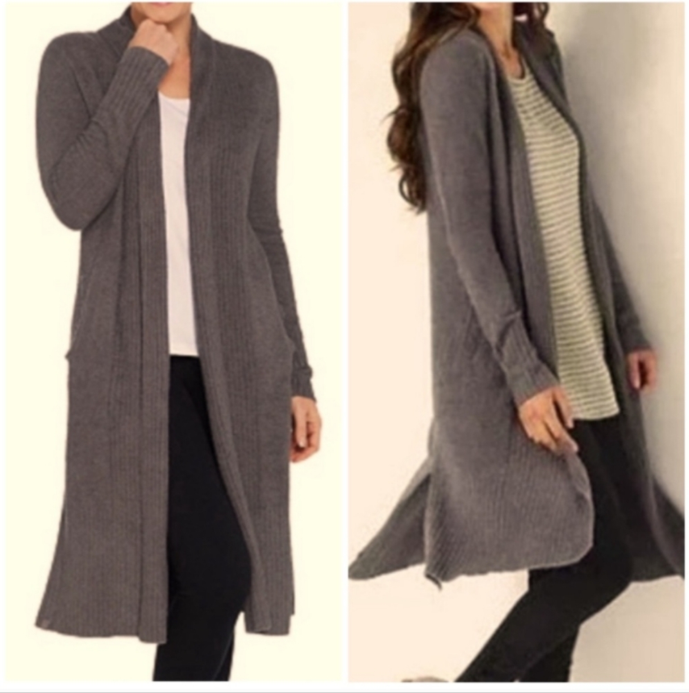 Barefoot Dreams Cozy Chic Lite Catalina Long Open Cardigan Ash Sz 2X NWT